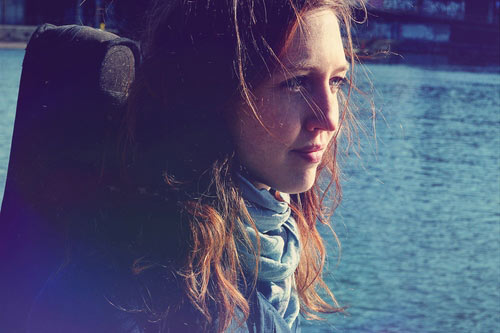 Laura Schuler with her instrument