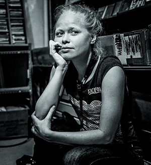 Laura Schuler with her instrument